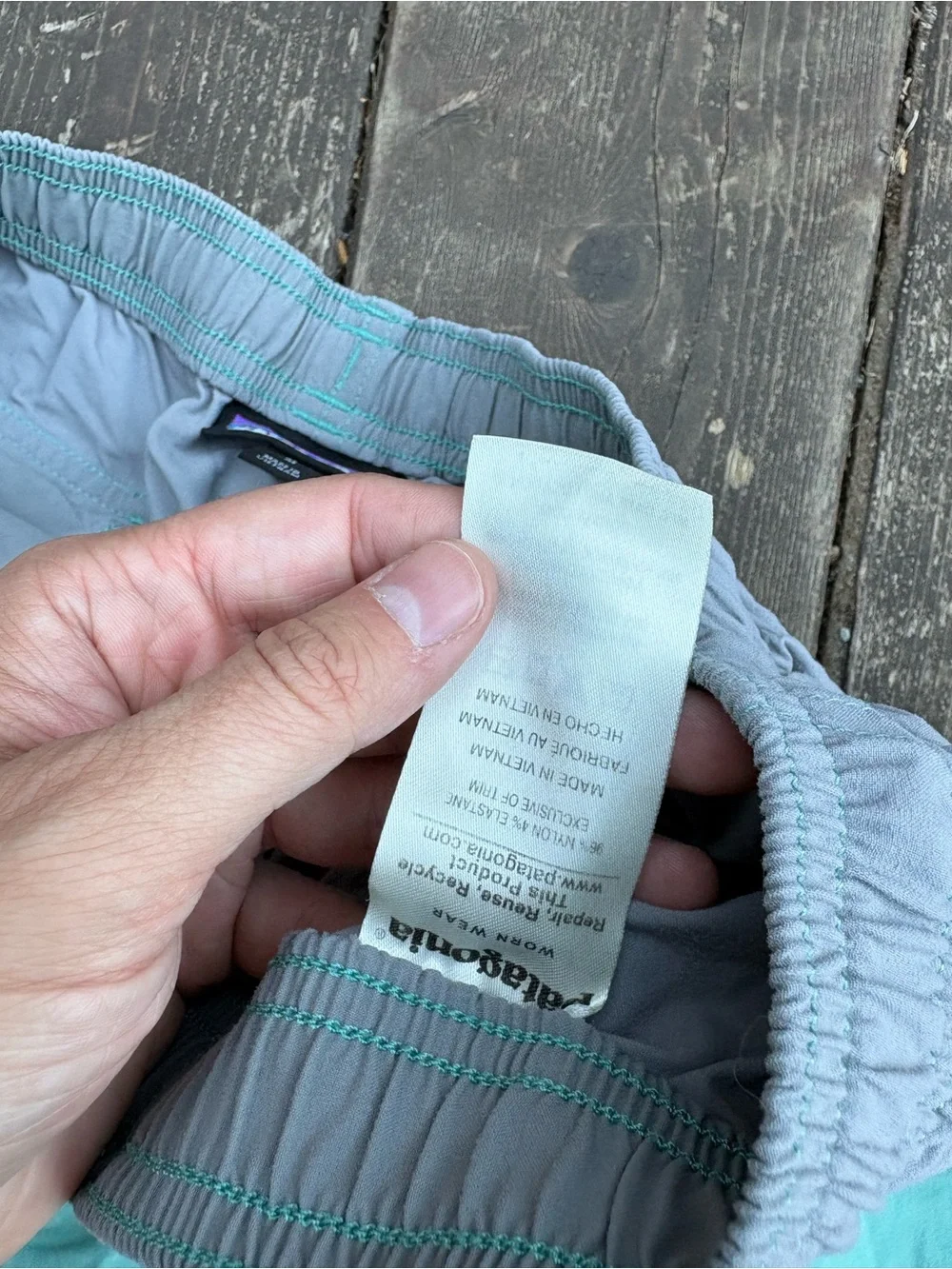 Patagonia Men's Medium Two-Tone Light Gray and Aqua Swim Trunks